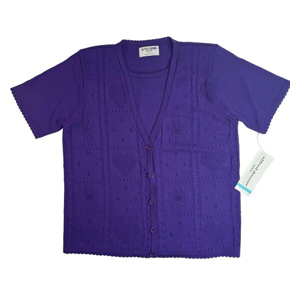 Alfred Dunner Purple Sweater Shirt Women's Petite Large Made in USA Acrylic - Picture 1 of 8